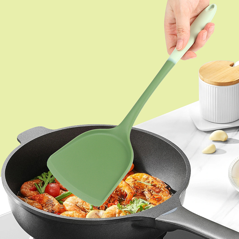 6-delige siliconen keukengereiset: Chinese spatel, soeplepel, gleufdraaier, pastellepel, salade- en honingschrapers voor Non-S