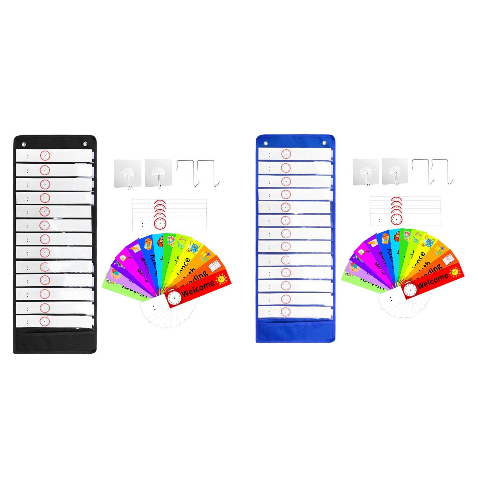 Daily Schedule Pocket Chart 2 Hook Kit Easy Deluxe Calendar for Activities Demonstrations School Toddlers Teacher