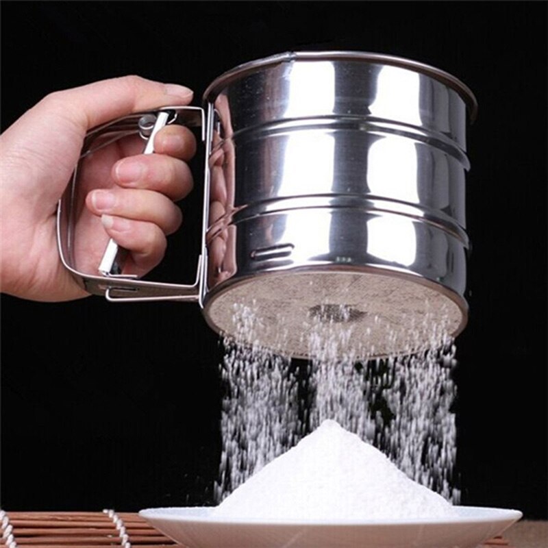 Mesh Flour Sifter Manual Sugar Icing Shaker Stainless Steel Cup Shape Kitchen Tools P7Ding