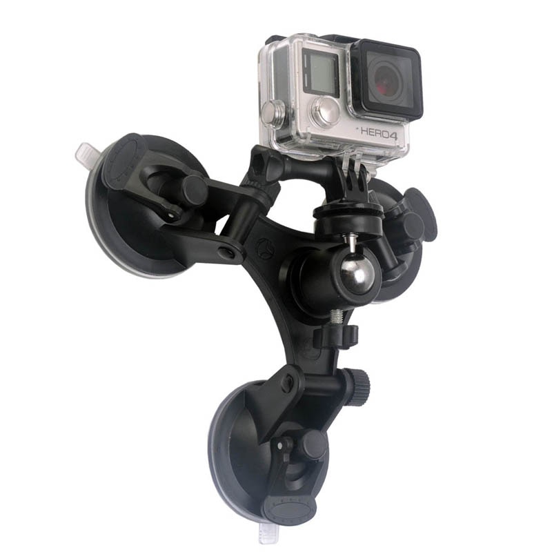 Super Tri-Cup Camera Suction Mount DSLR Action Cam Camcorder Car Wall Mount Holder for GoPro Hero 5/4/3+/3/ SJCAM SJ4000 GDeals