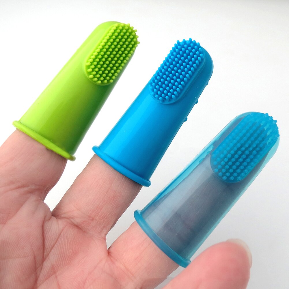 Fingertandbørste i silikone tandhygiejne til små til store hundekattekæledyr