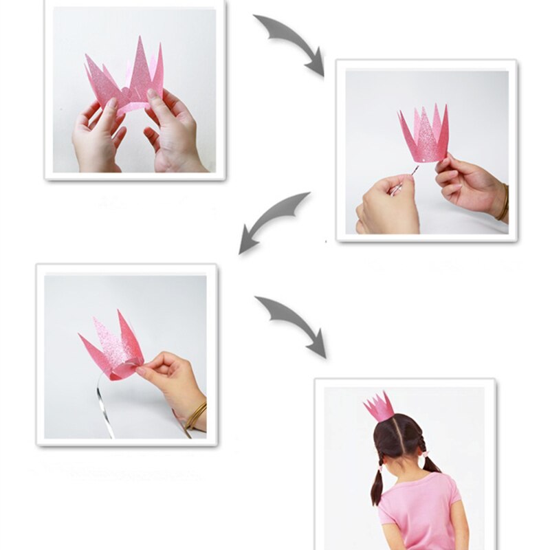 6pcs/Pack First Birthday Crown Headband Silver Pink Blue Glitter Birthday Crown 1st Birthday Hat Photography Prop