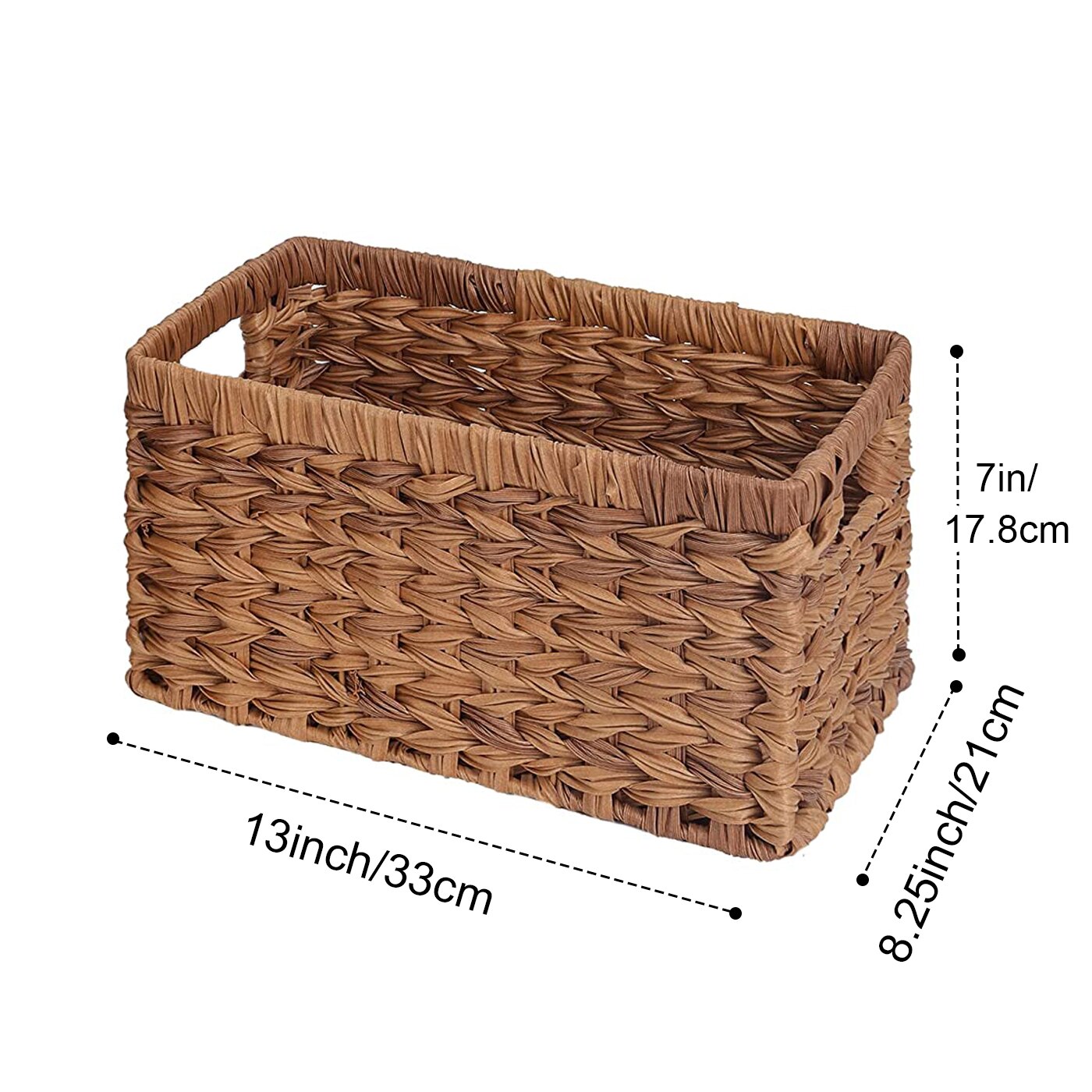 Bathroom Accessories Organizer Storage Baskets Water Hyacinth Cosmetic Makeup Wicker Wooden Handles Hand-Woven Kitchen Organizer: Straw Squared