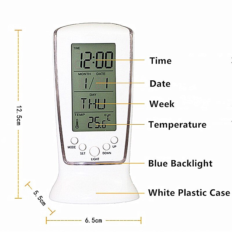 LED Digital Alarm Clock With Blue Backlight Led Clock With Digital Calendar Temperature Electronic Calendar Thermometer