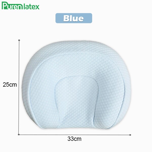 PurenLatex Natural Latex Baby Nursing Pillow Multi-Function Shaping 0-3 Year old Newborn Infant Prevent Flat Head Orthopedic: Blue