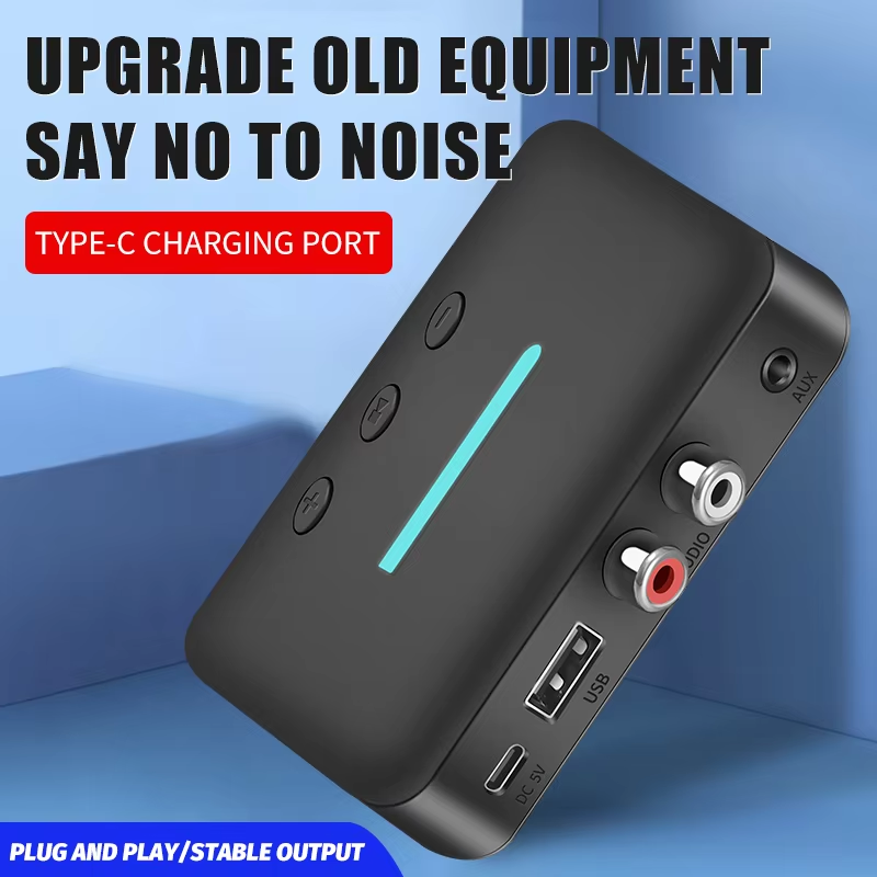 Bluetooth 6.0 lydmodtager u disk rca 3.5mm aux usb stereo musik trådløs adapter med mikrofon til pc/tv/bilsæt/højttalerforstærker