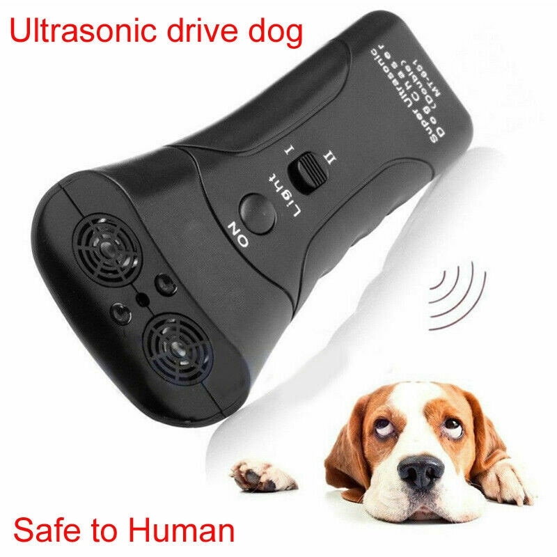 Pet Anti Hond Blaffen Huisdier Trainer Led Licht Ultrasone Zachte Chase Training Dubbele Kop Trompet