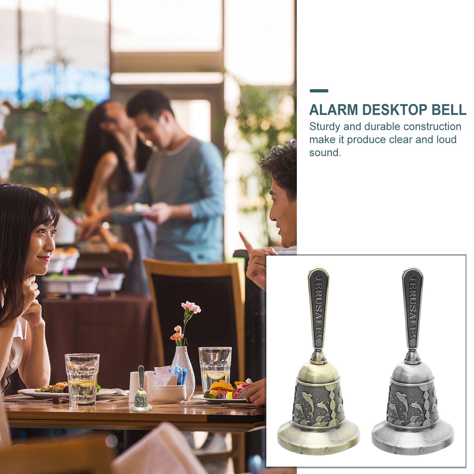 2pcs European Style Bell Retro Hand Call Bell Hand Shaking Bell for Home