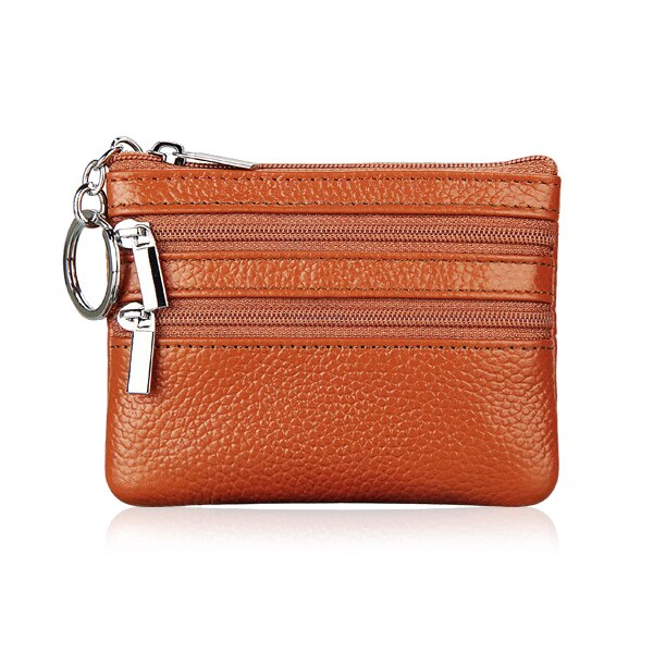 Leather Change Coin Purse with 4 Pockets and Keychain for Women: picture color