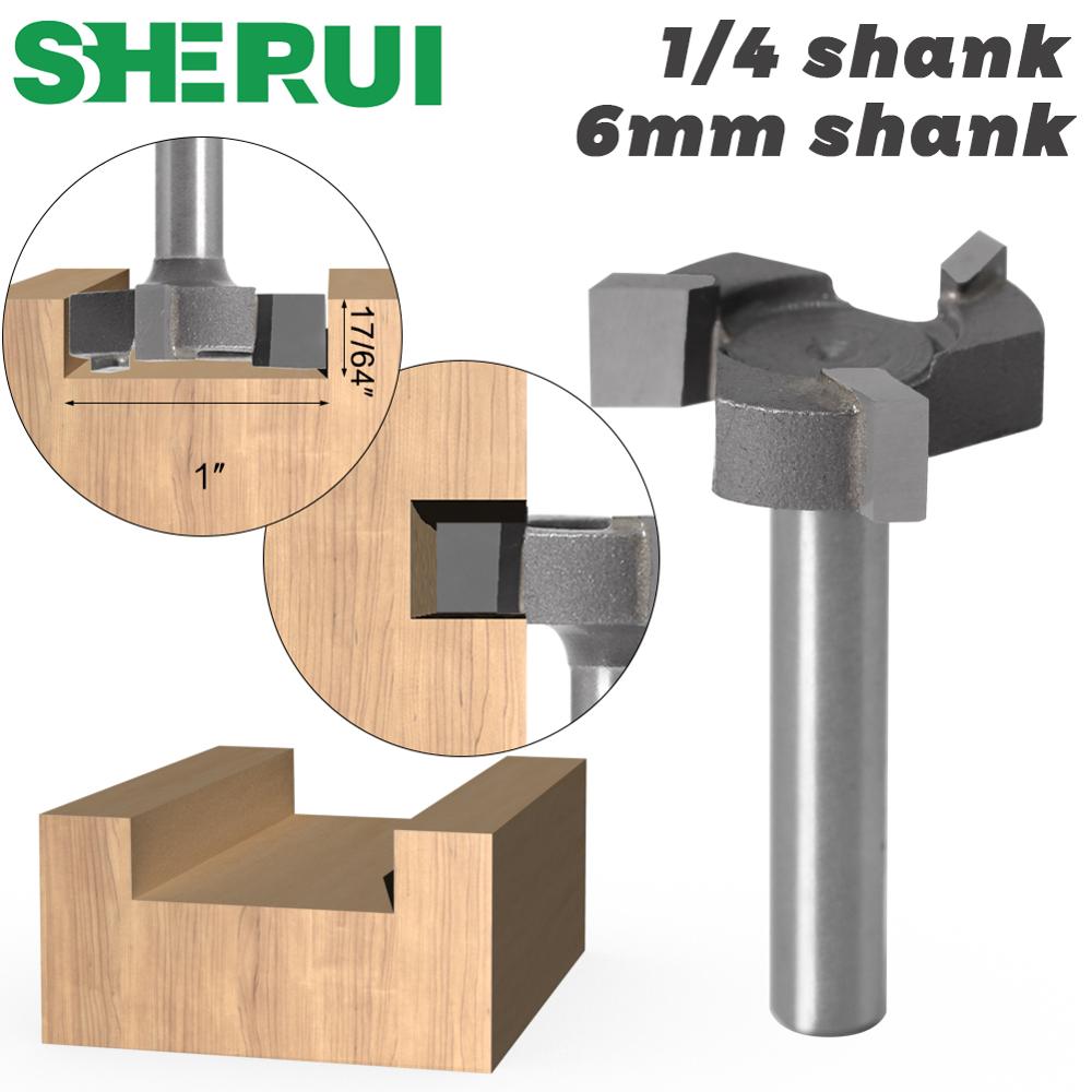 Sherui 6mm skaft 1/4 ″skaft 3 tenner t-spor freser fresing rett kant sporfres fres skjærehåndtak for tre