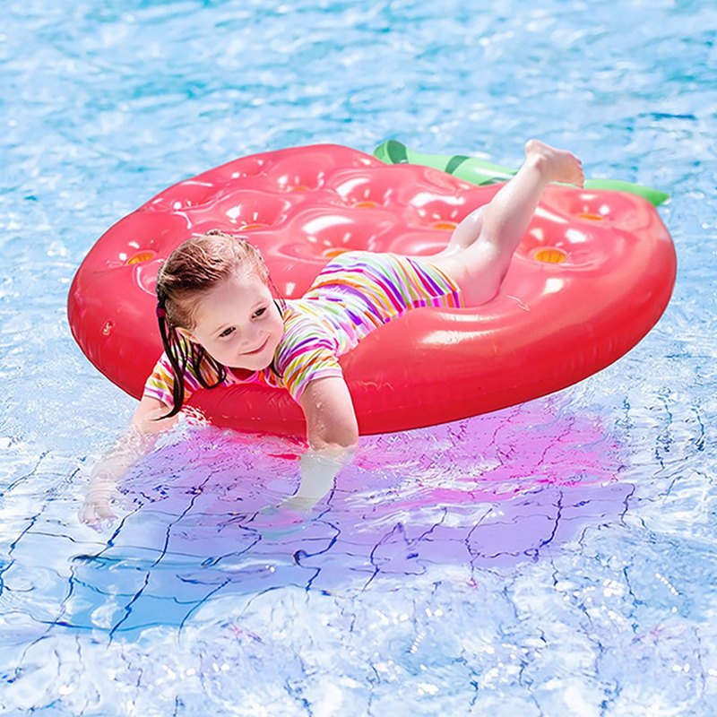 Strawberry Pool Float 156X148cm Jumbo Fruit Inflatable Lounger - Funny Food Theme Swimming Pool Party Accessory 6P Fruit