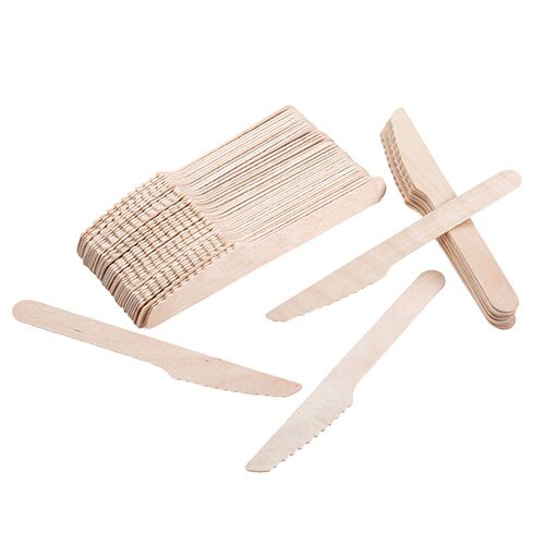50 stuks houten keukenbenodigdheden, wegwerplepels/vorken/snijders, dessertservies, bruiloftsfeestbenodigdheden: 4