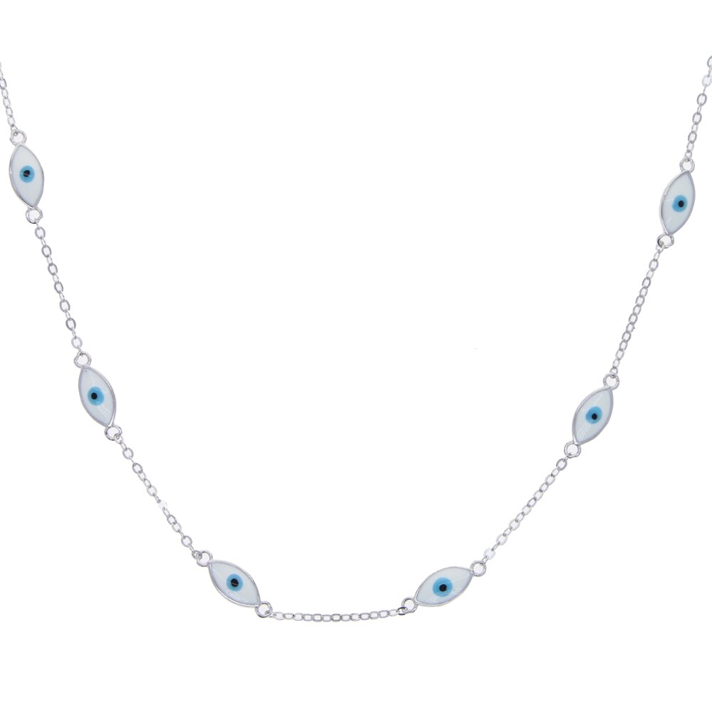 Collier ras du cou en argent Sterling 925 pour femme, bijou de mariage, Micro pavé cubique clair, porte-bonheur, turc, mauvais œil: silver white