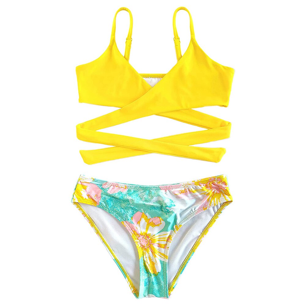 SHEKINI Girls Printing Bathing Suits Crisscross Ba Grandado SHEKINI Girls Printing Bathing Suits Crisscross Ba Grandado