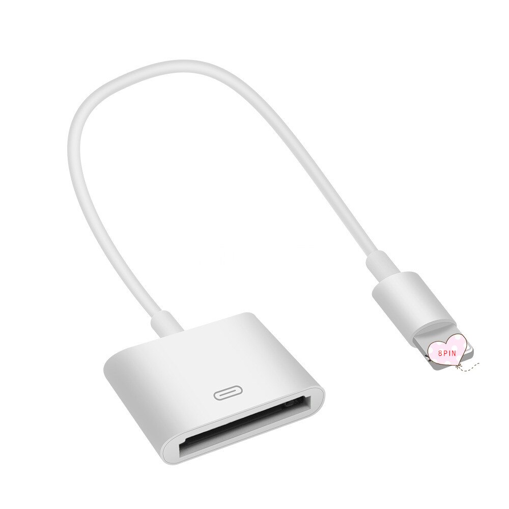 Docking 30pin Female Naar 8pin Charge Kabel Dock 30P Zwart &amp; Wit 18Cm