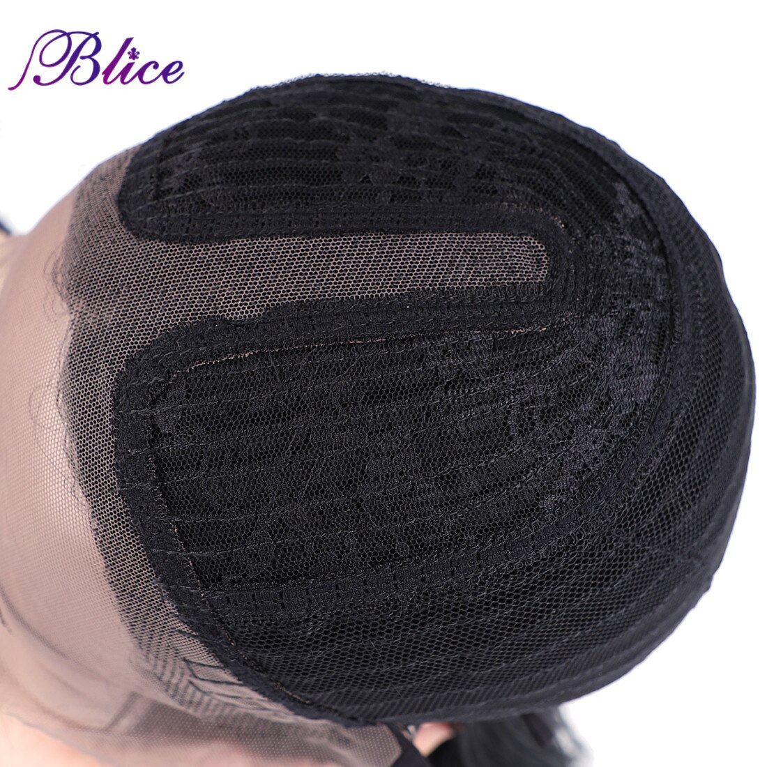 Blice Straight Short Bob Front Lace Synthetic Hair Wigs Natural Black Middle Part Wig Elastic Net With Three Combs
