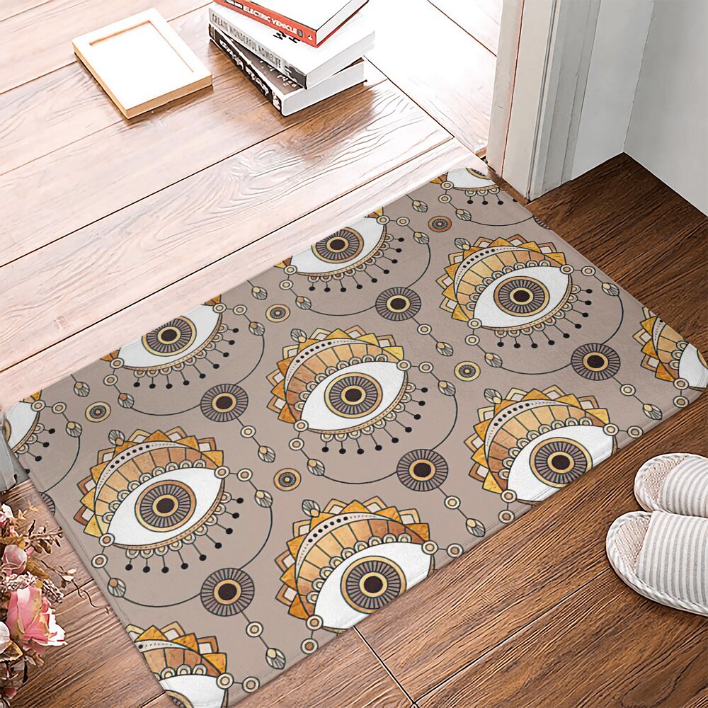 Eyes Geometric Bath Kitchen Entrance Door Mat Coral Velvet Carpet Doormat Colorful Indoor Floor Mats Anti-Slip Rug Home Decor