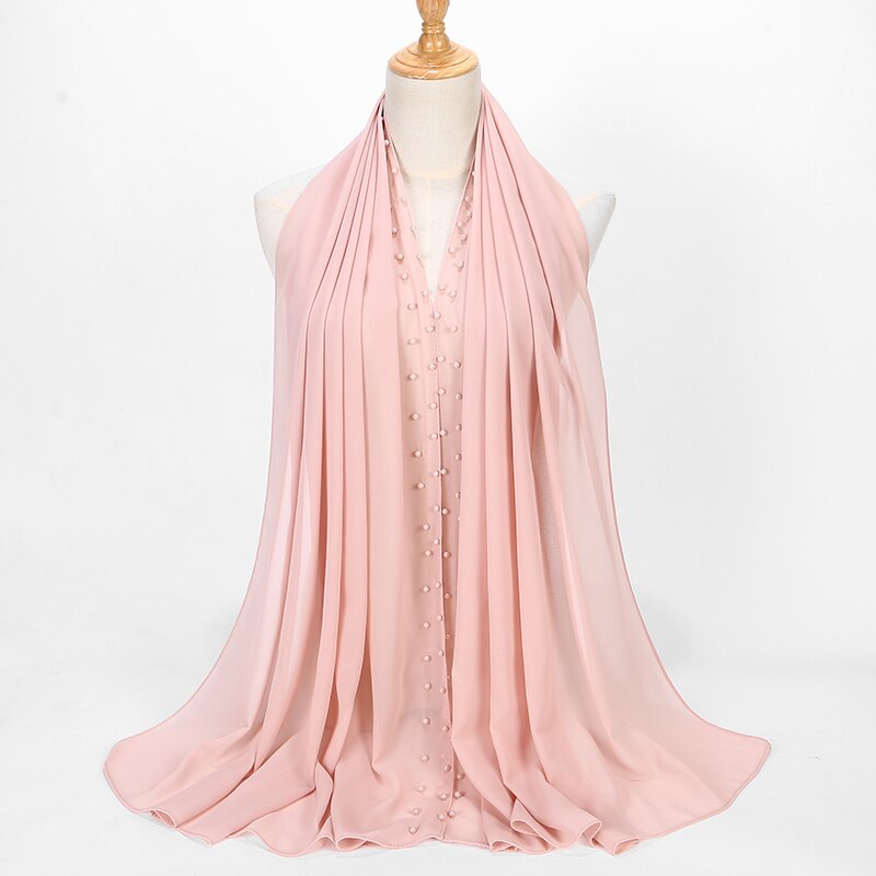 Parel Sjaal Big Size Solider Kleur Bubble Chiffon Sjaal Effen Sjaals Hijab Moslim Sjaal: 19