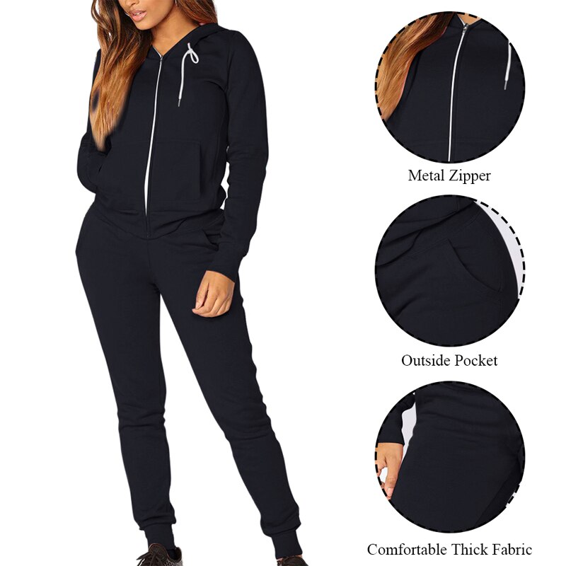 Autumn Winter Two Pieces Sport Suit Women Tracksuits Fleece Pullover Tops Shirts Running Set Jogging Suits Sweatpants Yoga Set
