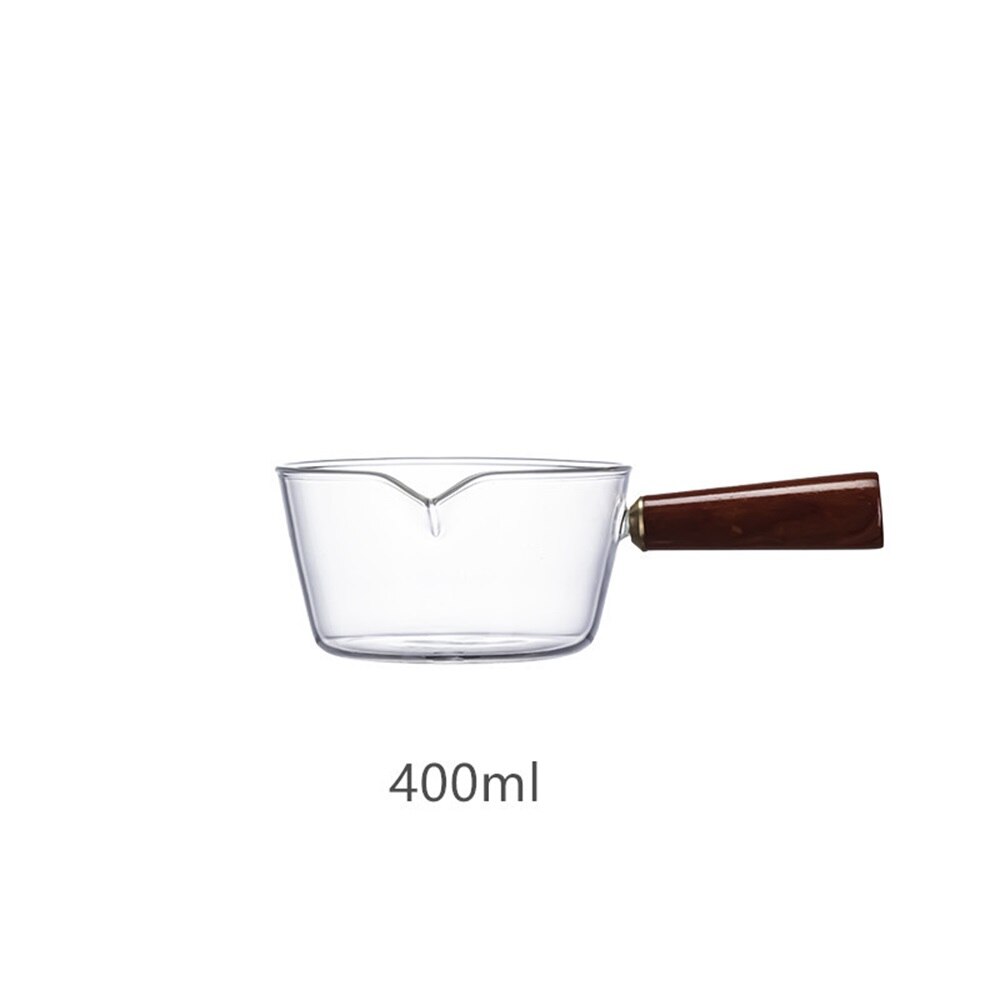 Glas Kokend Pot Melk Instant Noodle Pot Japanse Houten Handvat Koken Ei Pot Koreaanse Kookgerei Keuken 400Ml/600Ml Pot: 400ml