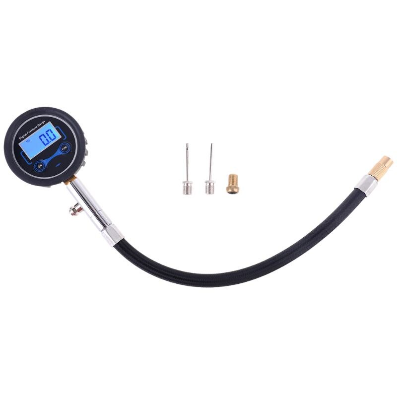 Digitale bandenspanningsmeter met draaiknop type 200 psi met adapterkit voor auto, fiets, motorfiets, basketbal, voetbal