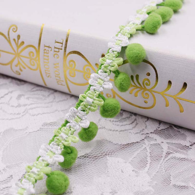 10 meter/lot driehoekige bal top kant lint kwast katoenen kwastjes franjes voor het naaien van beddengoed kleding gordijn decoratie: 10 meter groen