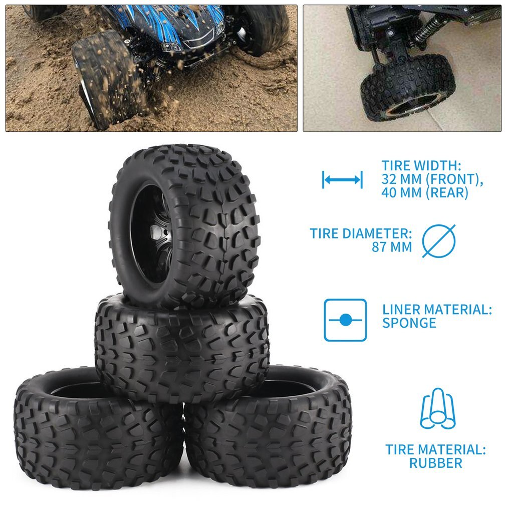 4 Uds 130mm 7 contorno volcado Fetal flor todoterreno llanta de rueda y neumáticos para 1/10 Monster Truck Racing RC accesorios de coche