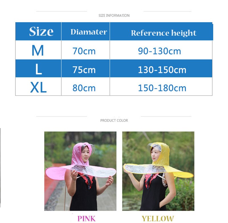 1Pcs Universele Regenjas Paraplu Hoofddeksels Hoed Cap Opvouwbare Paraplu Outdoor Vissen Golf Kind Volwassen Regen Jas Cover