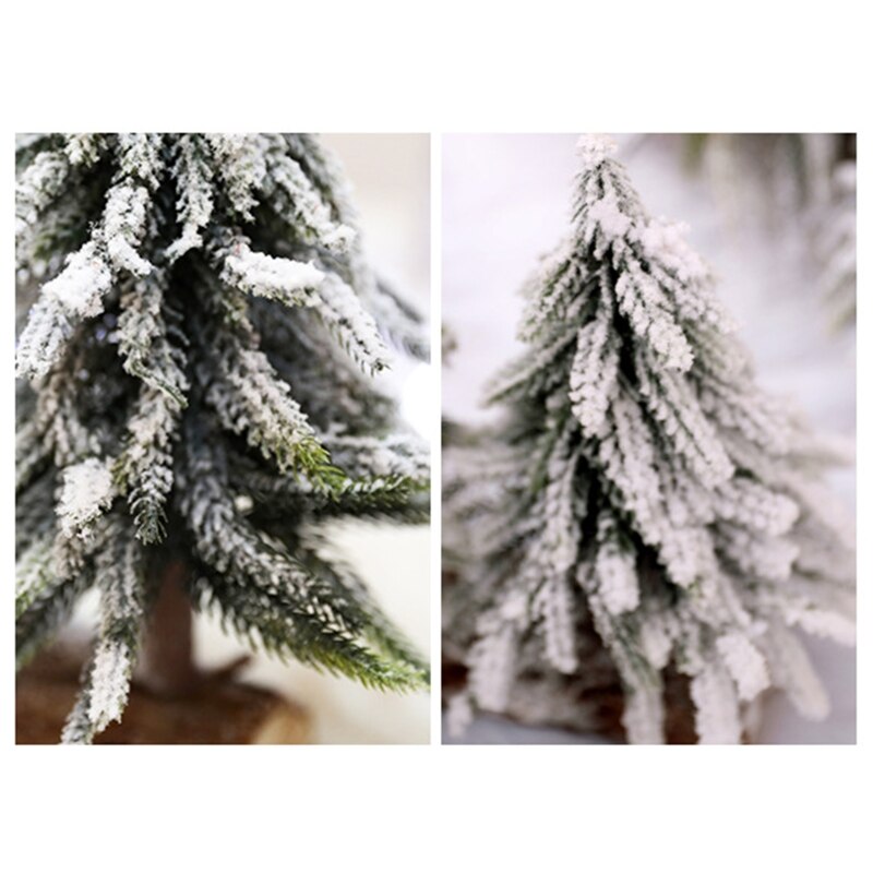 Christmas Tree Burlap Flocking Snow Scene Arrangement Christmas Decorations Desk D0AD