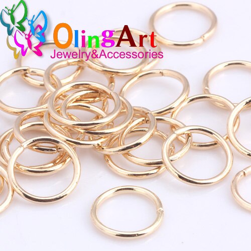 OlingArt KC anello di salto in oro 6mm/9mm/10mm/12mm anello di collegamento formato misto gioielli fai da te fare connettore diametro filo 1.0MM: 10mm  120pcs KCG