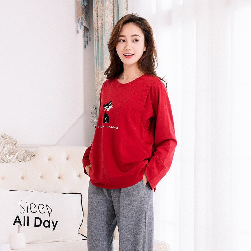 Gravid- og ammetopp og buksesett gravide kvinner kappe amming barsel pijamas pyjamas ut dame loungewear
