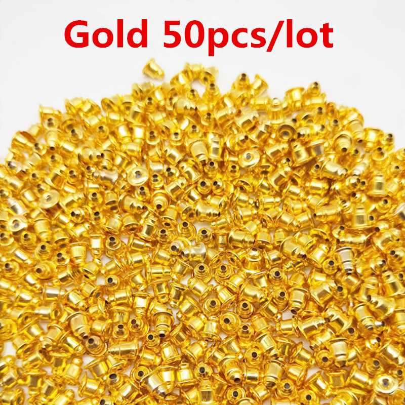 50/100 pièces pas cher résultats de bijoux en métal accessoires perles bouchons d'oreille écrous de poteau clair souple Silicone caoutchouc boucle d'oreille dos bouchon: 12