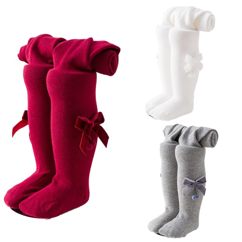 0-24M Kinderen Lente Herfst Fluwelen Strik Panty Katoenen Baby Meisjes Panty Kinderen Gebreide Baby Collant Panty Voor meisjes Sok