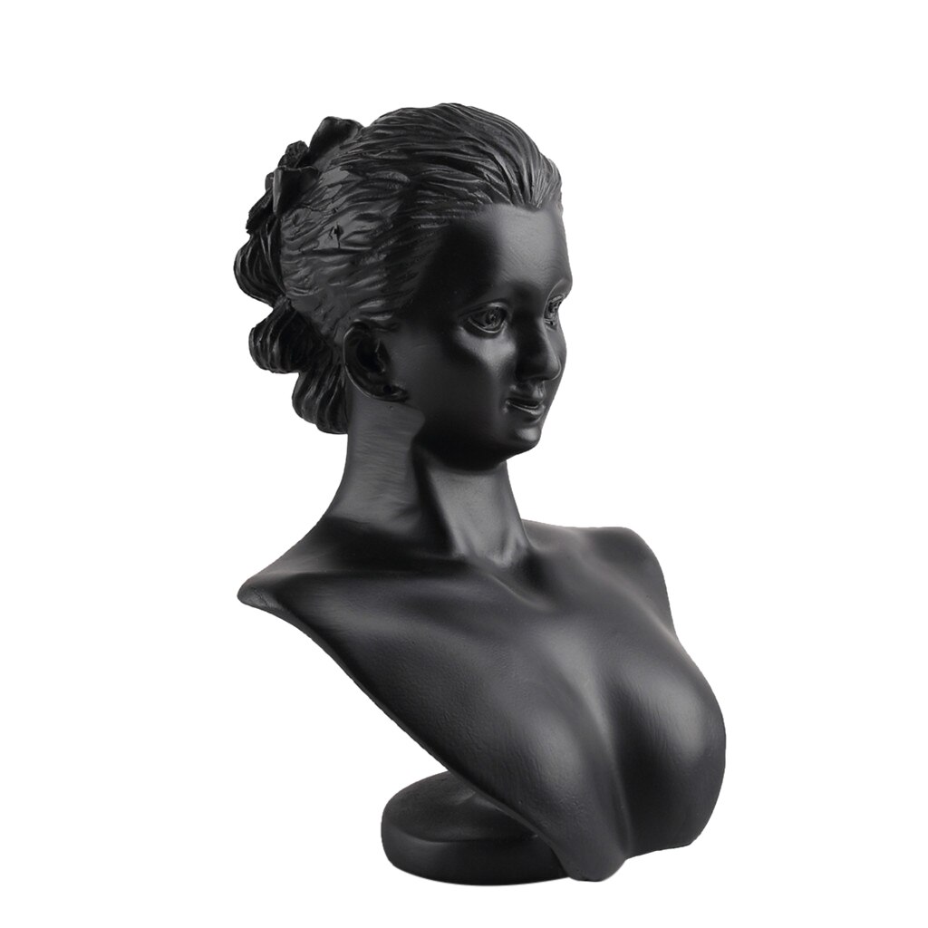 Black Resin Material Female Mannequin for Necklace Pendant Bust Jewelry Display Holder Jewelry Store Display