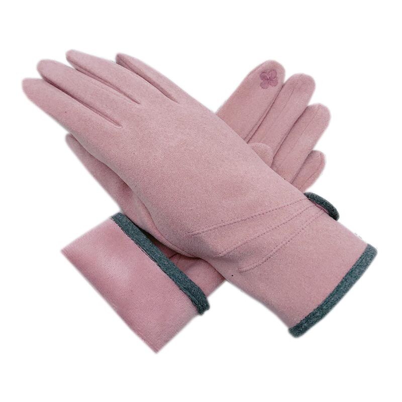 Handschoenen Winter Dames Touch Screen De Fluwelen Verdikte Pols Mode Roze Grijze Meer Blauw Handschoenen Dames Lederen Winter wa: Pink