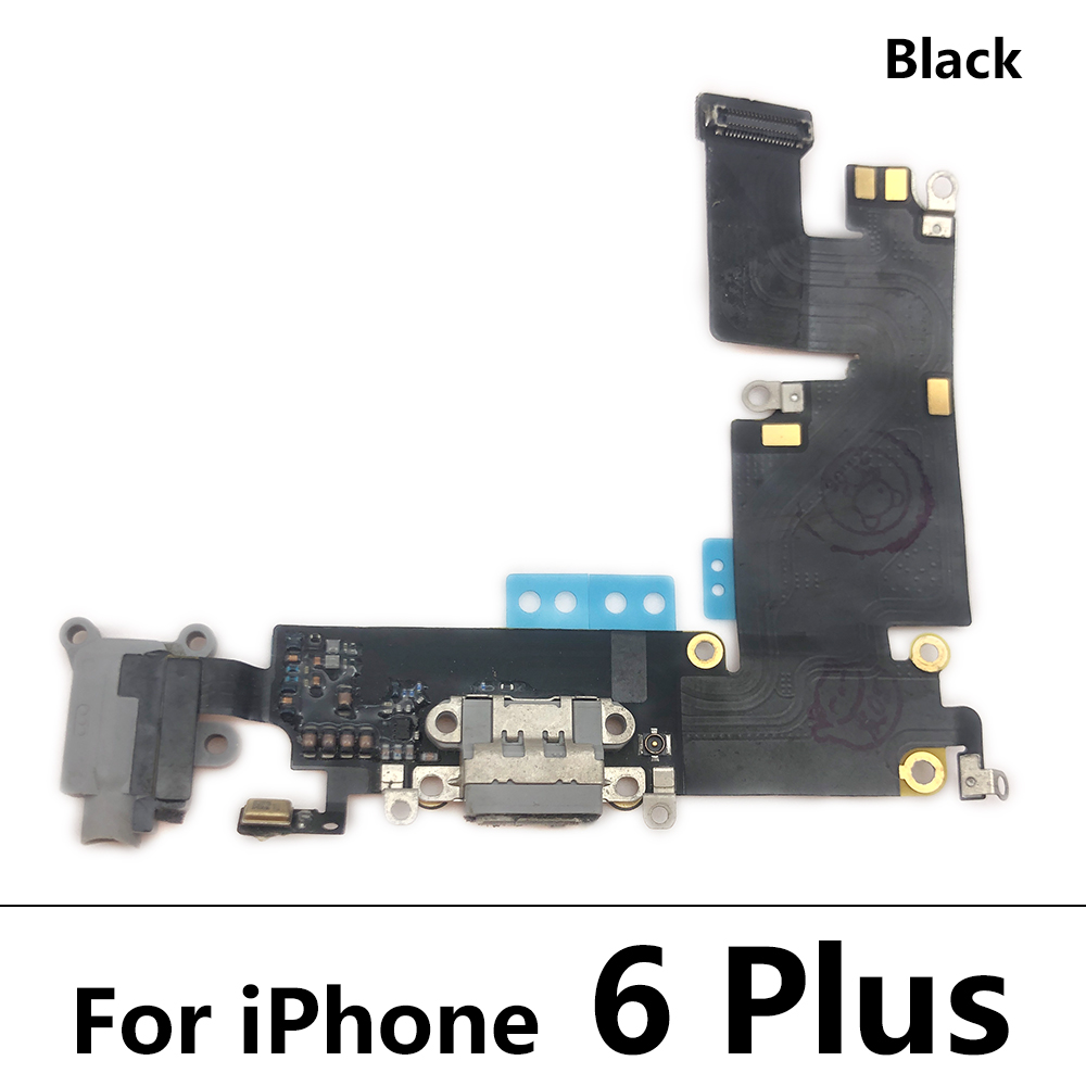 Nedre laddningsport docka för iphone 6 6s 7 plus usb 8 kontakt laddningskontakt med mikrofon hörlursuttag flexkabel: Silver-