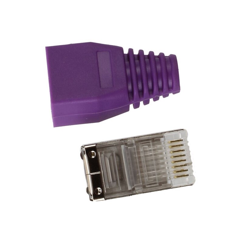 30 Pcs Metal Shielded 8P8C RJ45 Plug Network Connectors w Protective Sleeve
