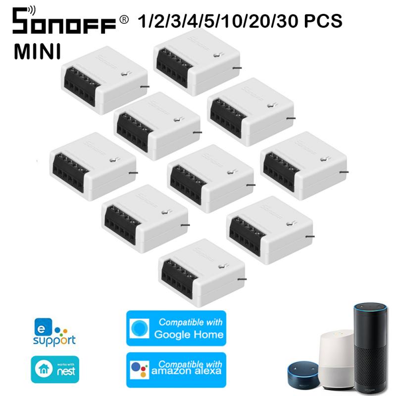 1/20 Pza SONOFF Mini DIY interruptor inteligente de dos vías automatización Control remoto de voz Wifi interruptor módulo de relé trabajo con Alexa Google Home
