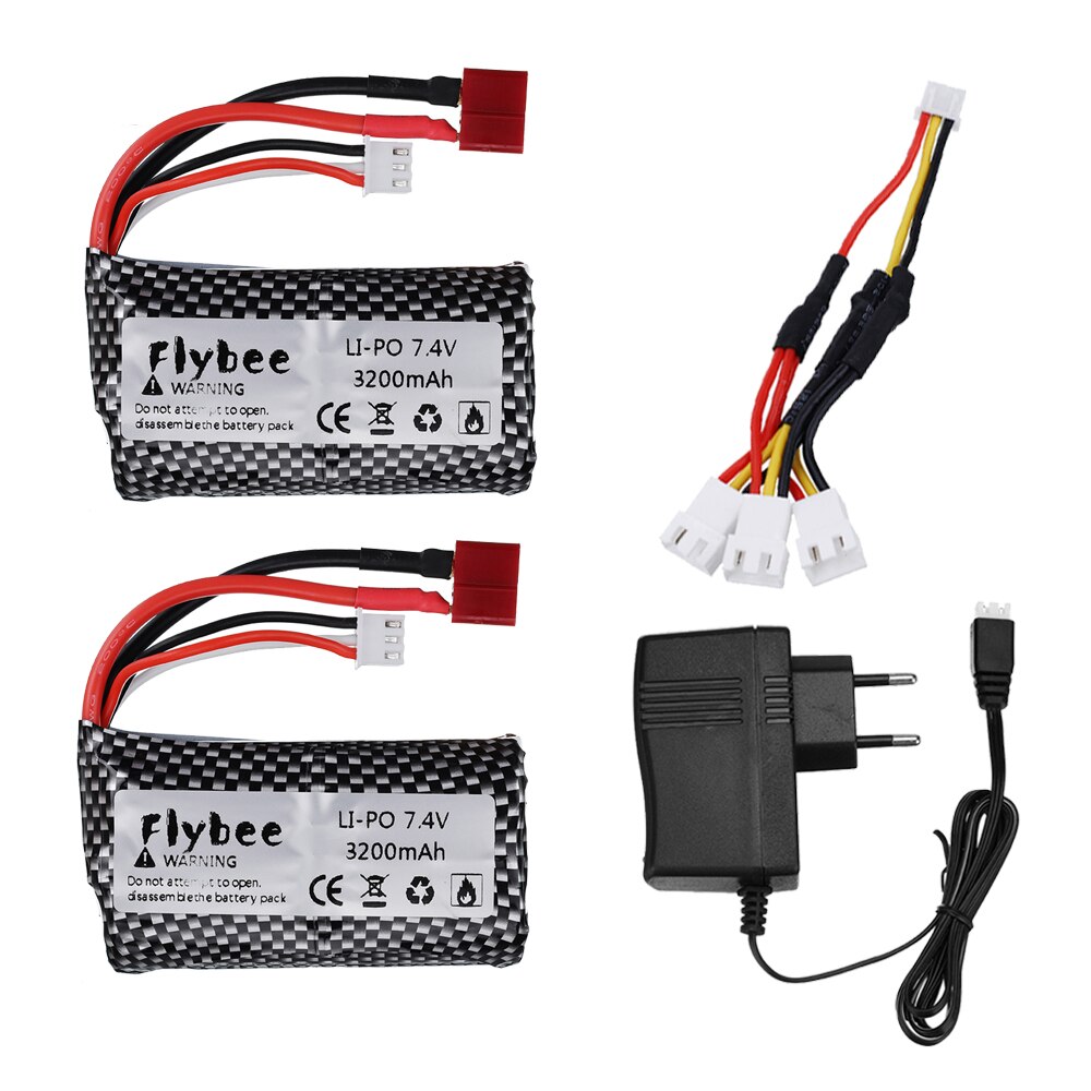 7.4V 3200mAh 2S Lipo Battery For Wltoys 144001 A959-B A969-B A979-B K929-B 12428 12423 10428 Q39 battery for RC cars toys parts: 2pcs 3in1 EU