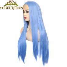 Vogue Queen Light Blue Long Straight Synthetic Lace Front Wig Daily Wearing For Women