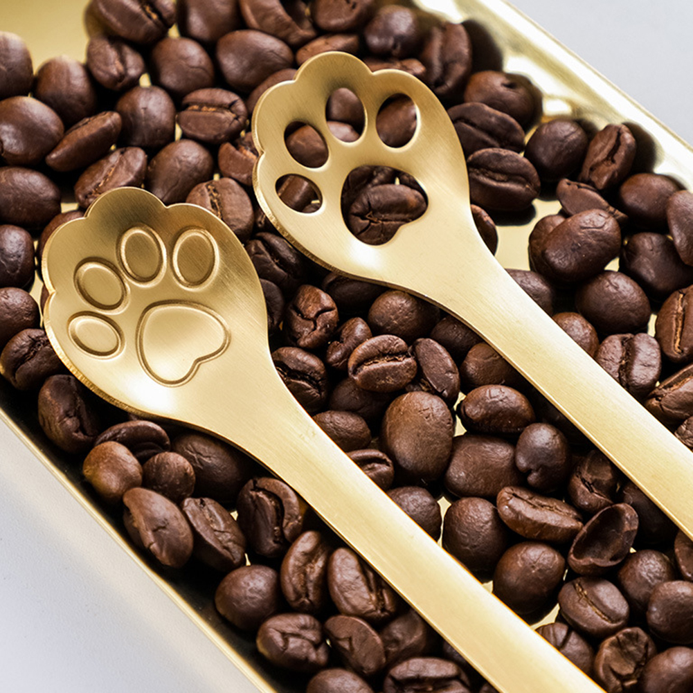 Rvs Gold Hond Kat Paw Claw Hollow Lepel Roeren Lepel Thee Koffie Dessert Lepels Leuke Keuken Gereedschap