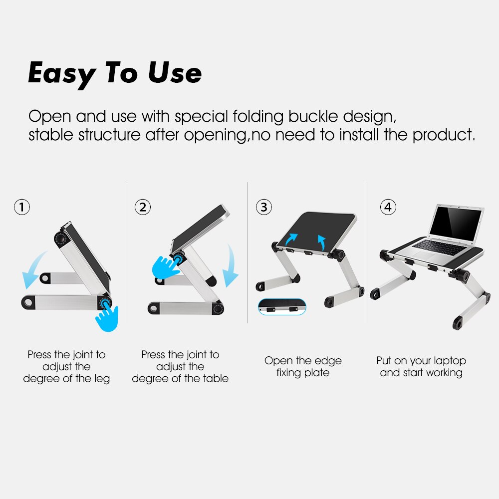 Adjustable Ergonomic Laptop Stand Laptop Desk for Bed Living Room Book Stand-360 Degree Adjustable Computer Table