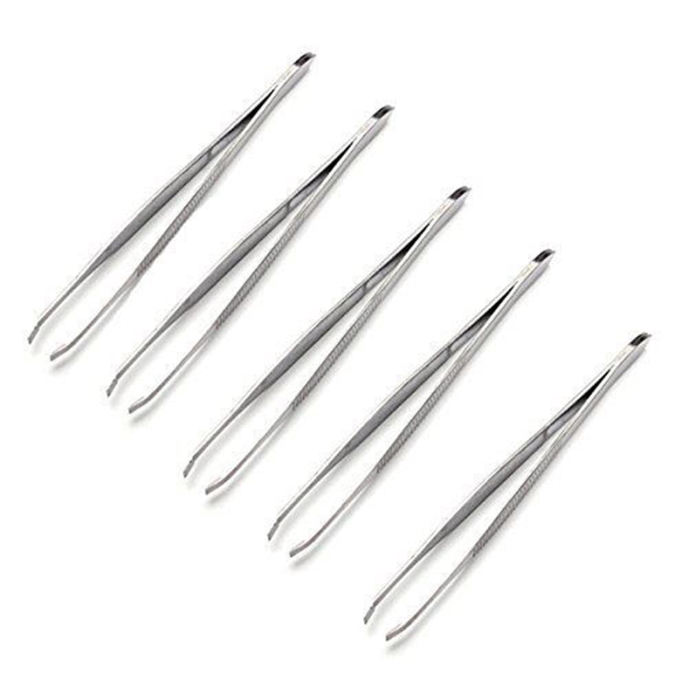 Pinzas de acero inoxidable para cejas, herramienta de belleza para depilación de precisión, 5 uds.