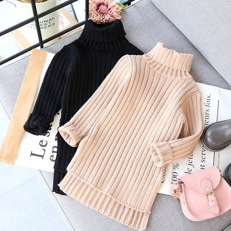 Children'S Sweaters Spring And Autumn Clothing Mid-Length Girls Split Bottoming Sweater