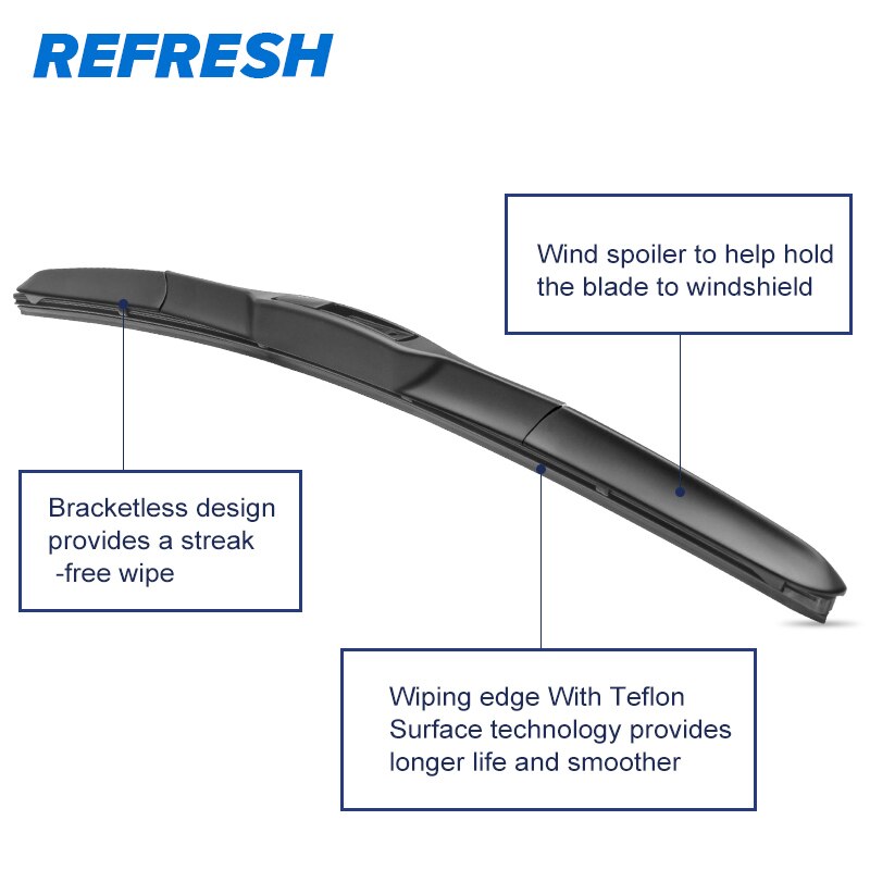 REFRESH Hybrid Windscreen Wiper Blades for Hyundai Creta ( ix25 ) Fit Hook Wiper Arms Model Year