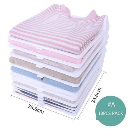 10 Laag Kleding Organizer Tray, T-shirt Kleding Vouwen Opslag Plank Rek Garderobe Kast Verdelen Partitie Stapelen Board: NO.A 10PC Large