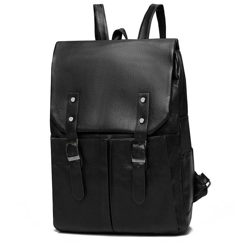 Men Backpack PU Leather Waterproof Backpack Travel Bag Preppy Style Casual School Bag For Teenagers Laptop Backpack