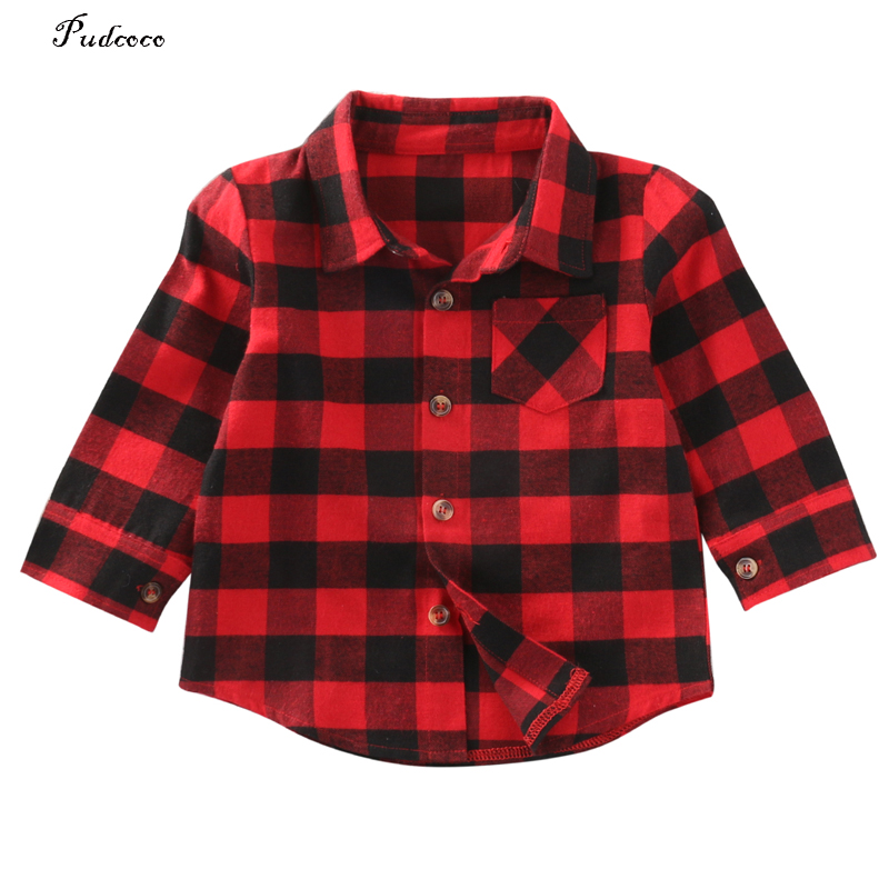 Stijl in Herfst Leuke Baby Kids Jongens Meisjes Lange Mouw Plaids Controles Tops Blouse Slijten Jassen kleding