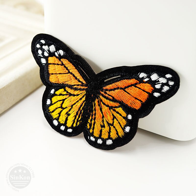 Yellow Butterfly (Size:5.0X8.0cm) DIY Embroidery Patch Applique Clothes Ironing Clothing Sewing Supplies Decorative Patches