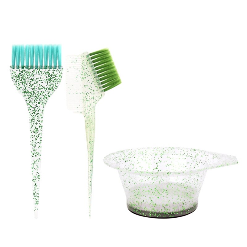 Kit de teinture pour cheveux, bol à mélanger, pinceaux de teinture, peigne à queue pointue pour teinture des cheveux, outils de coiffure 27RC, 1 ensemble: Green
